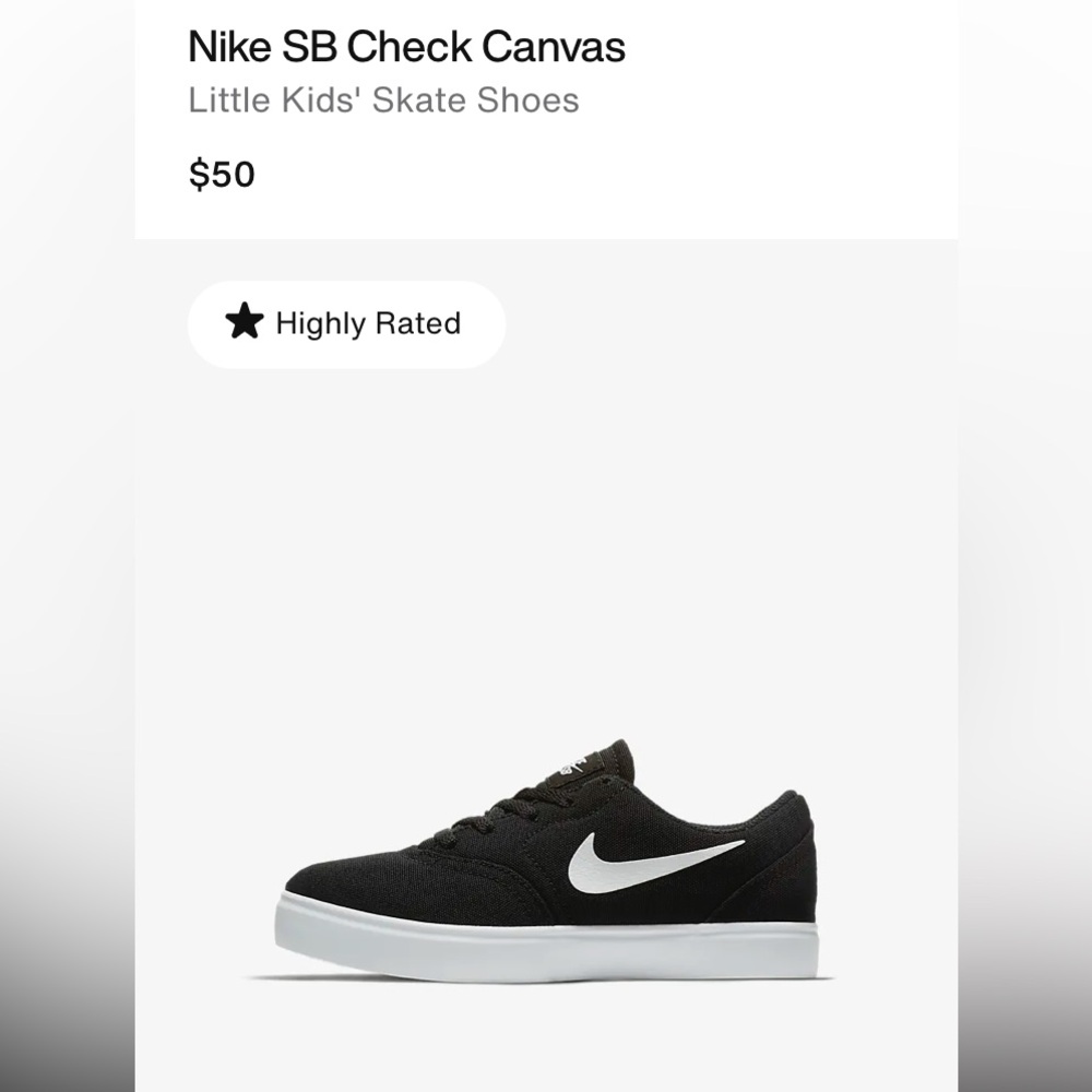 NIB-Nike SB Check Canvas Little Kids' Skate Shoes
